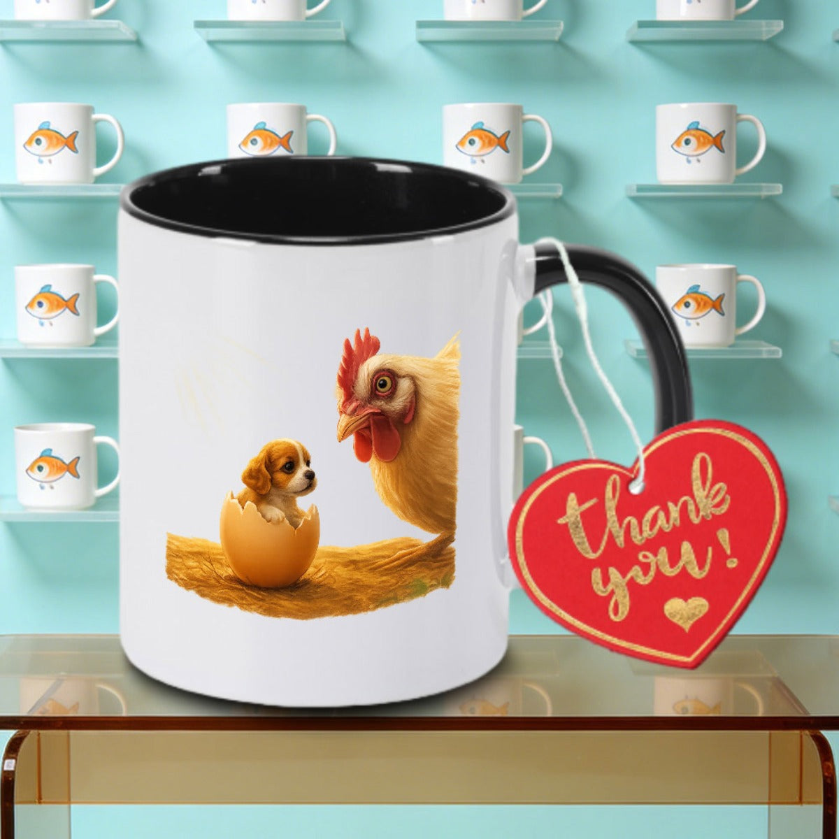 Tailorly Black Accent 11 oz Mug - Chicken Eggs Logo