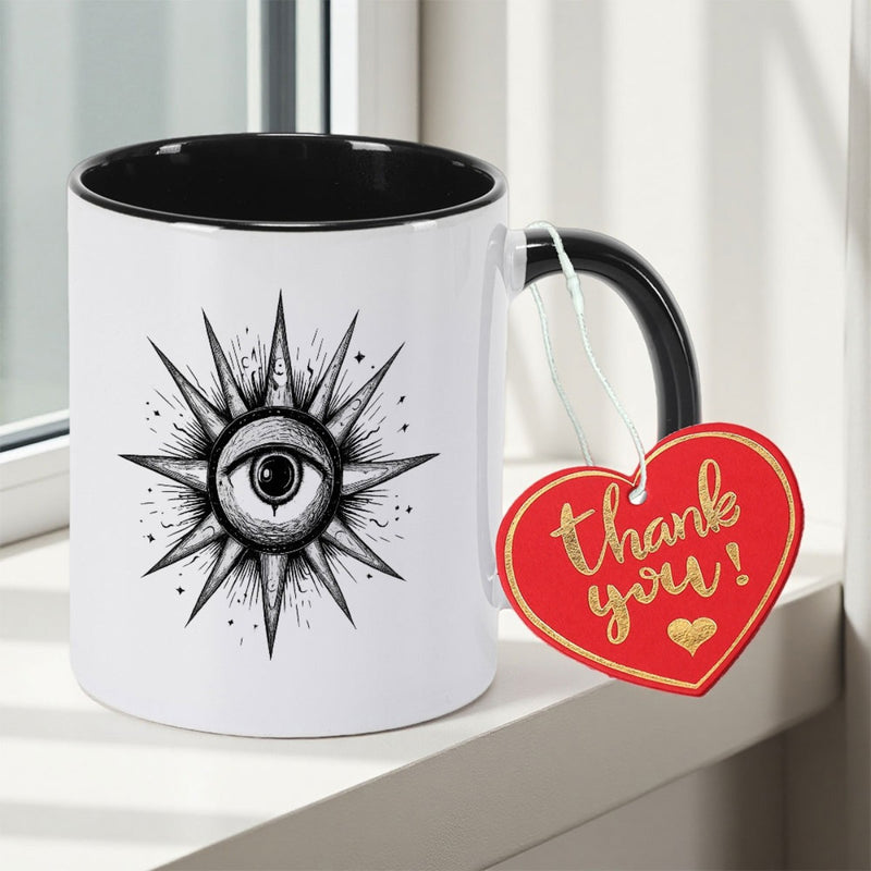 Tailorly Black Accent 11 oz Mug - Sun and Print