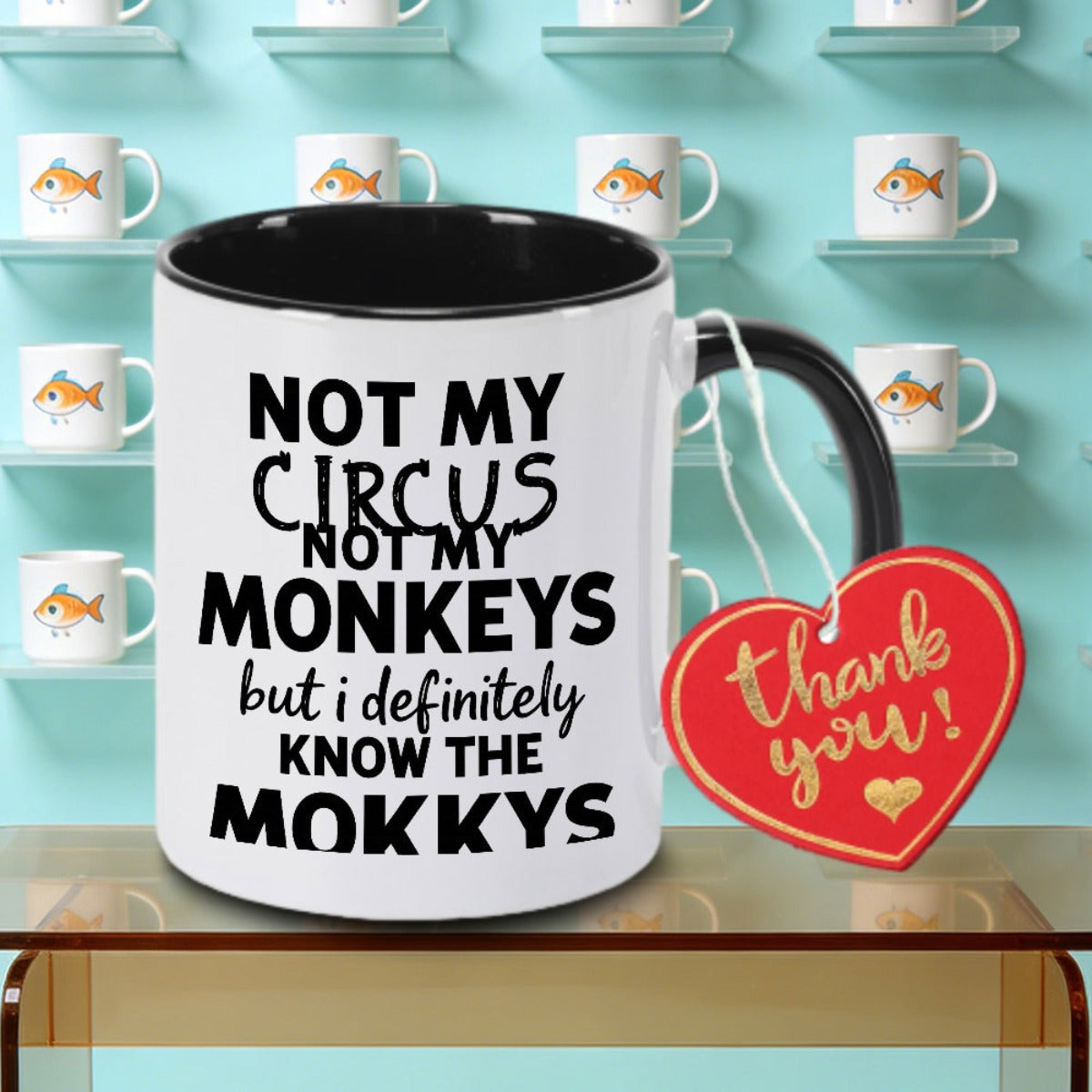 Tailorly Black Accent 11 oz Mug - Not My Monkeys Logo