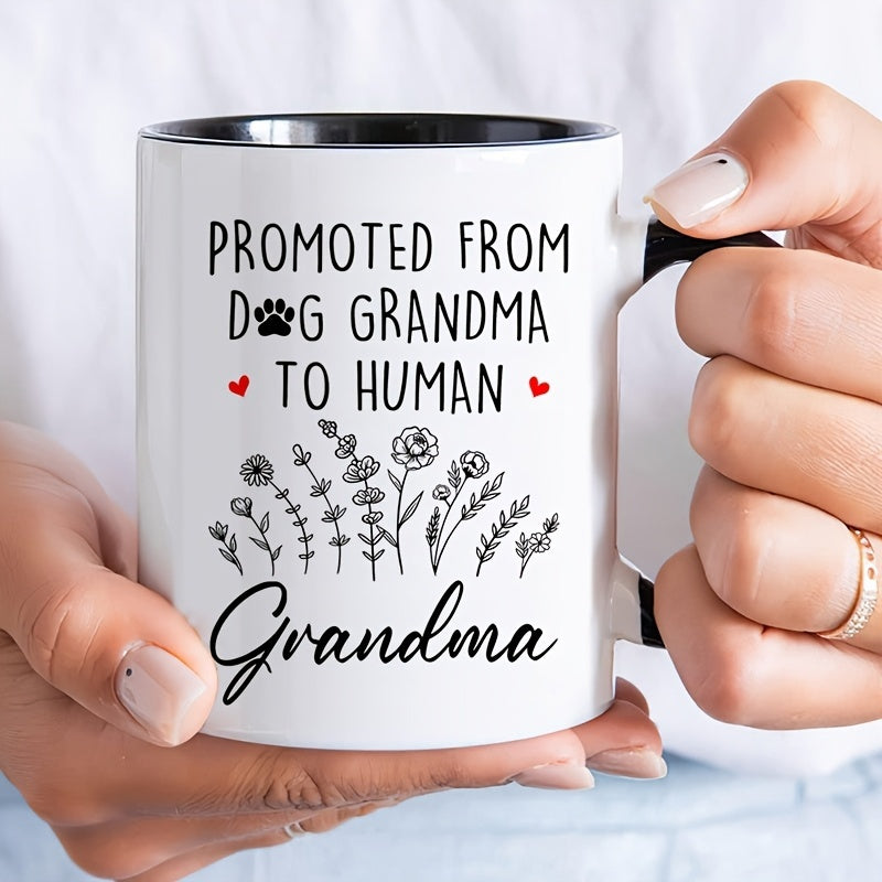 Tailorly Black Accent 11 oz Mug - dog grandma to human grandma text with red heart