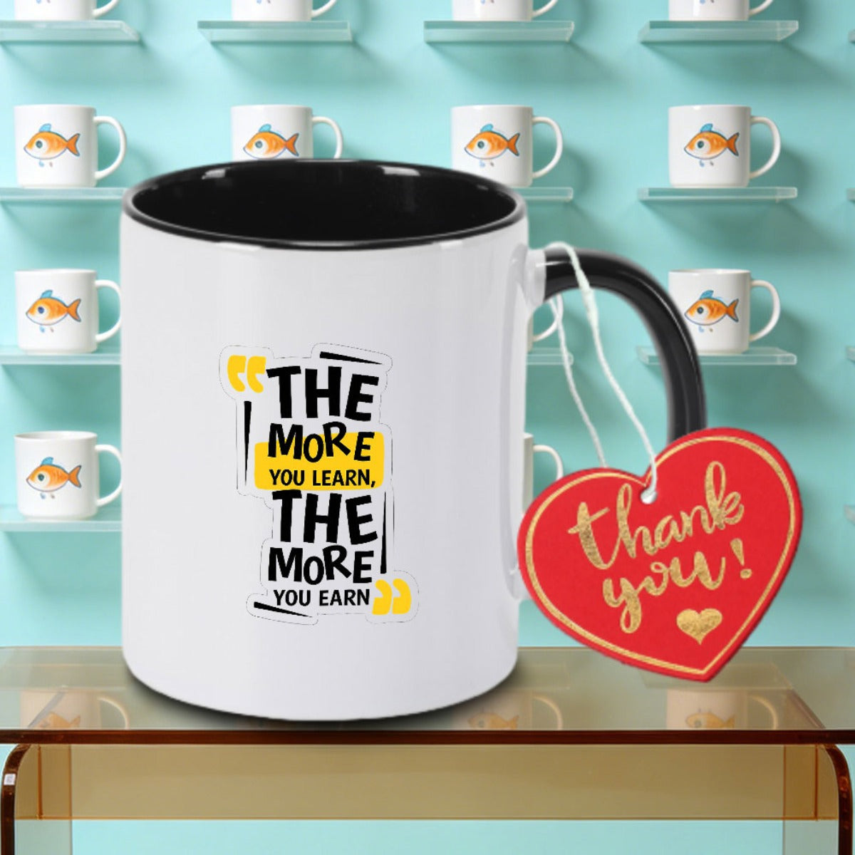 Tailorly Black Accent 11 oz Mug - Motivational text "You L You"