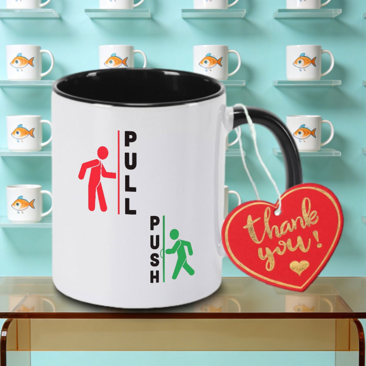 Tailorly Black Accent 11 oz Mug - Push Pull Door Signage Sticker Logo