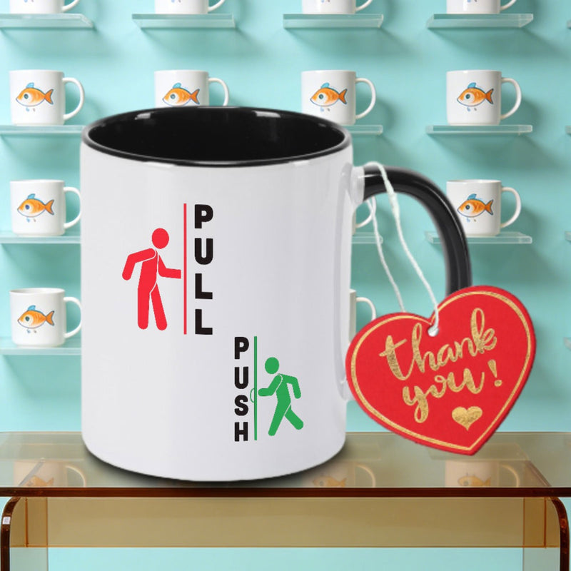 Tailorly Black Accent 11 oz Mug - Push Pull Door Signage Sticker Logo