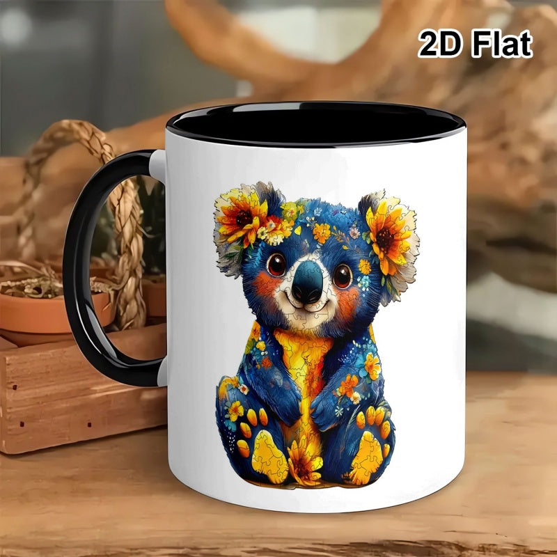 Tailorly Black Accent 11 oz Mug - koala with 11oz porcelain cup