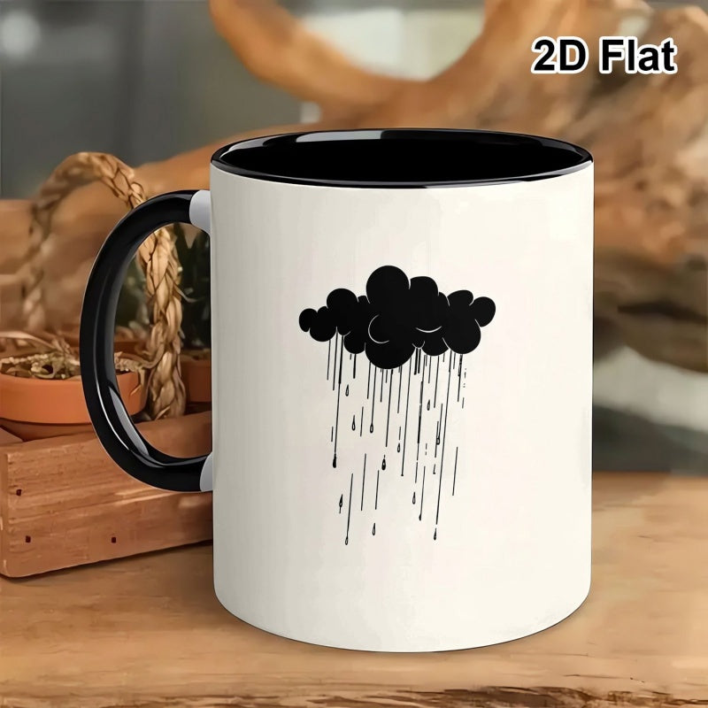 Tailorly Black Accent 11 oz Mug - rain cloud print