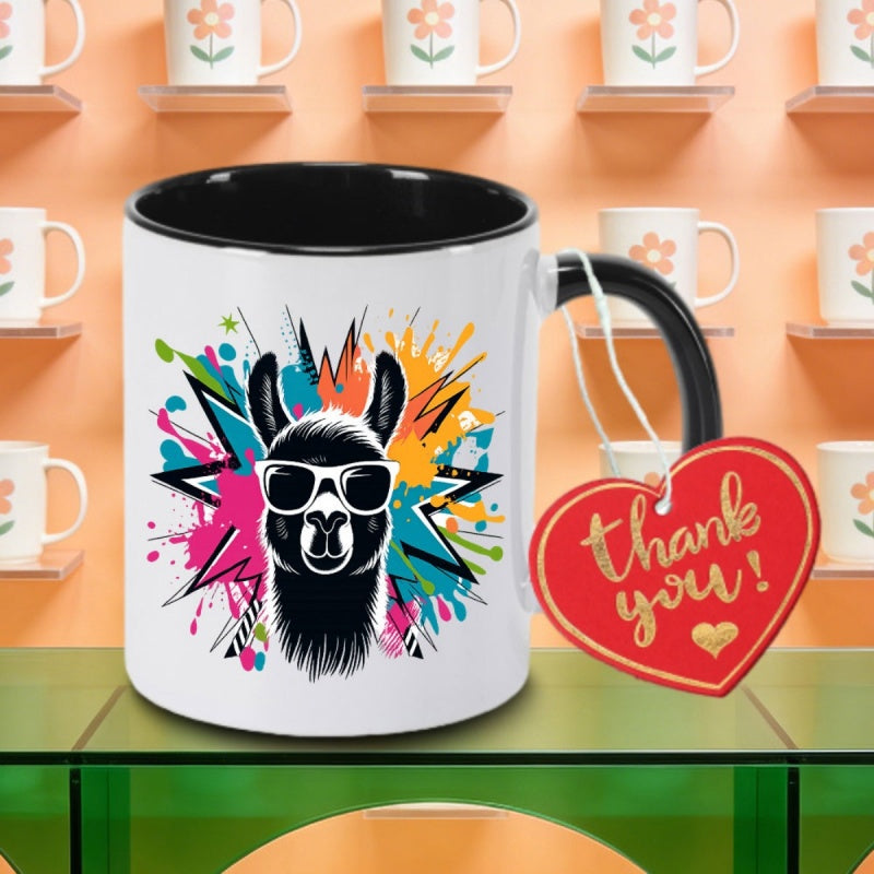 Tailorly Black Accent 11 oz Mug - alpaca