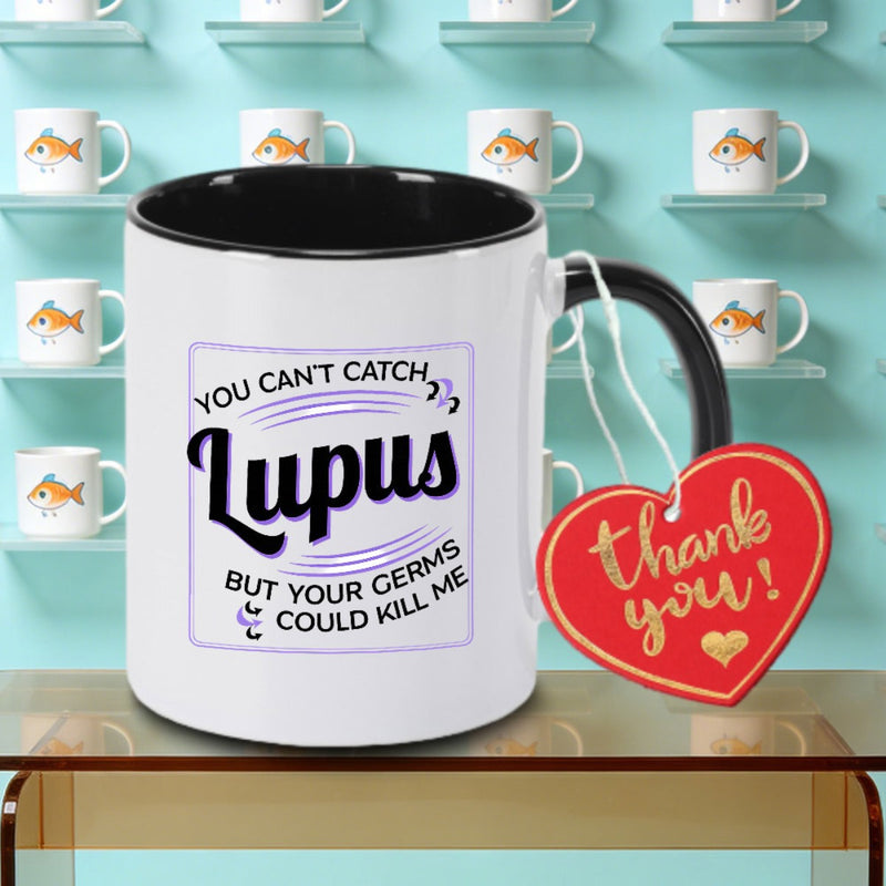 Tailorly Black Accent 11 oz Mug - Lupus Warriors and Logo