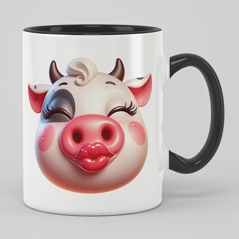 Tailorly Black Accent 11 oz Mug - an 11 ounce big mouthed designed ceramic mug a fun and cute coffee cup and cafes made of durable white ceramic