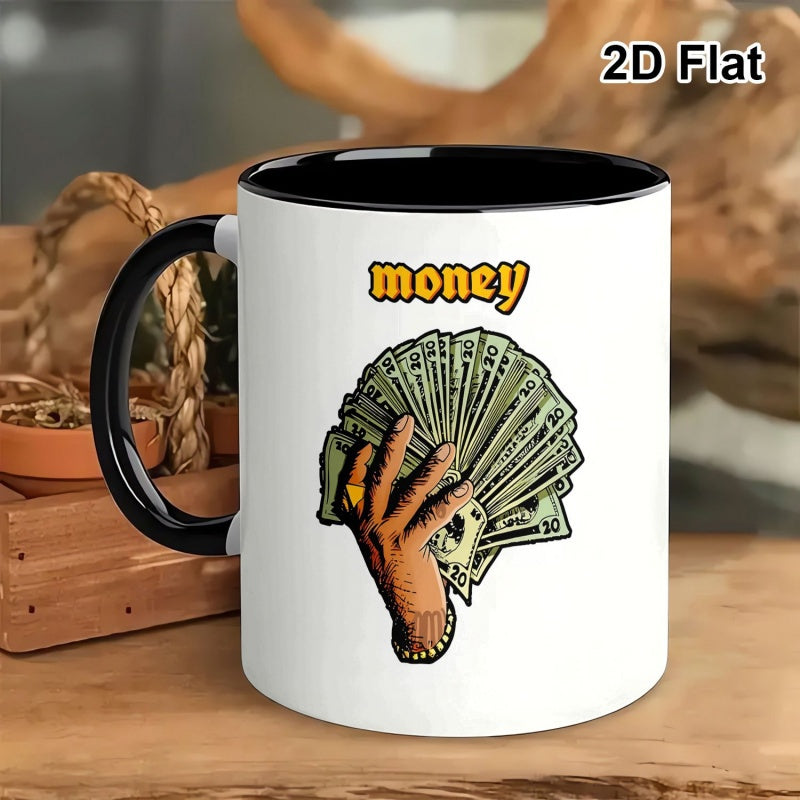 Tailorly Black Accent 11 oz Mug - money pattern