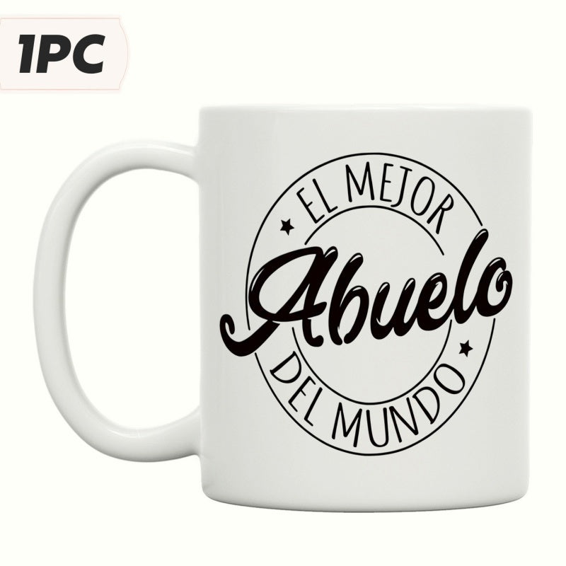 Tailorly White Ceramic 11 oz Mug - Circular Stamp Badge Featuring Elegant Script And Decorative Stars Ceramic Mug