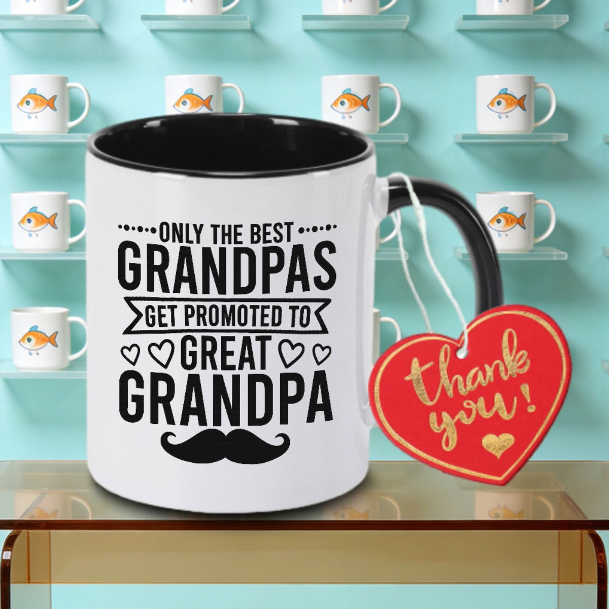 Tailorly Black Accent 11 oz Mug - Mustache & Hearts Logo