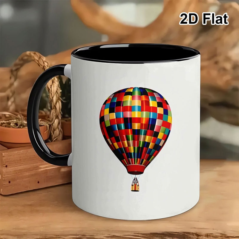 Tailorly Black Accent 11 oz Mug - hot air balloon in black and white