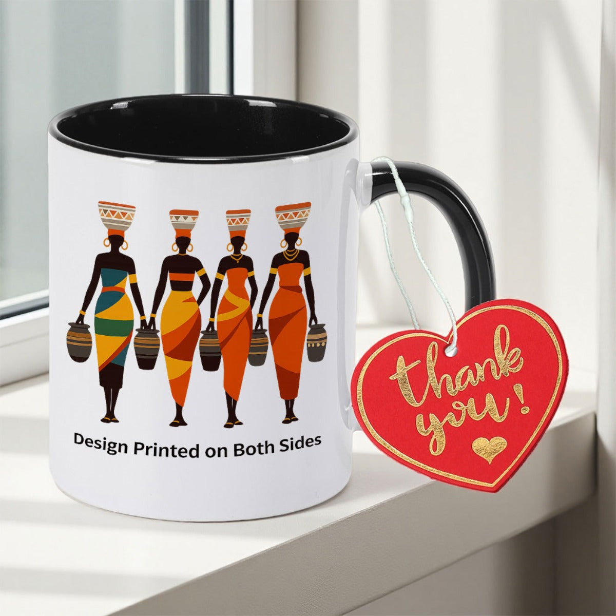 Tailorly Black Accent 11 oz Mug - African female print