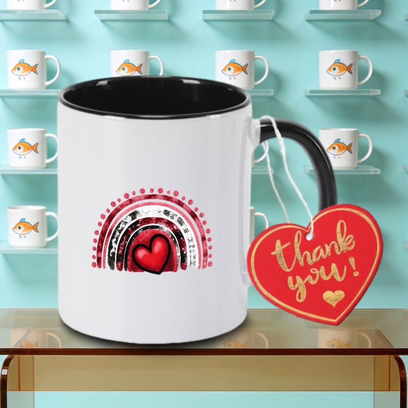 Tailorly Black Accent 11 oz Mug - six- print and heart arch logo