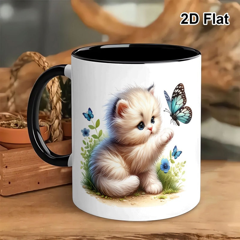 Tailorly Black Accent 11 oz Mug - cute kitten
