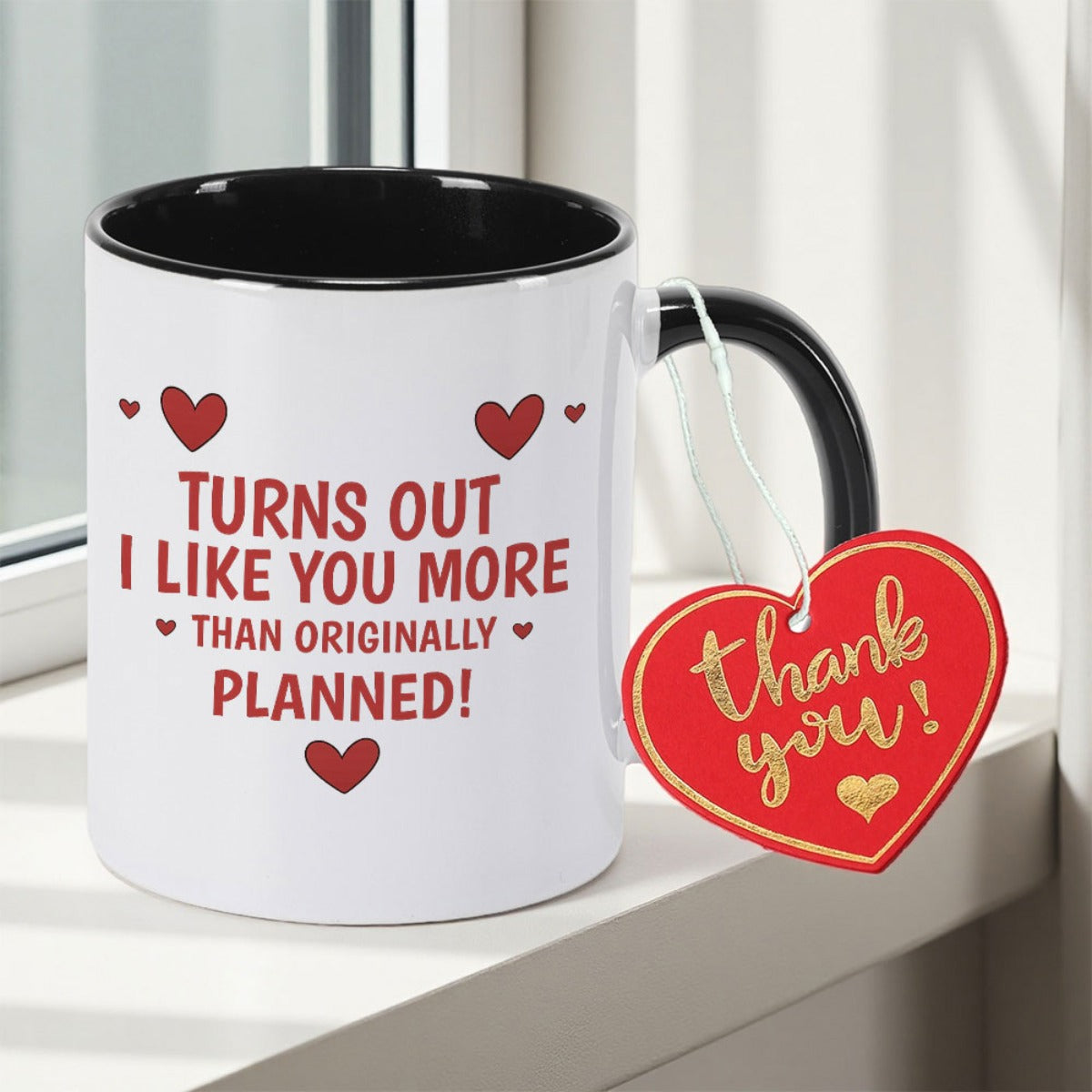 Tailorly Black Accent 11 oz Mug - Husband， Wife， Couple， Valentine gift text