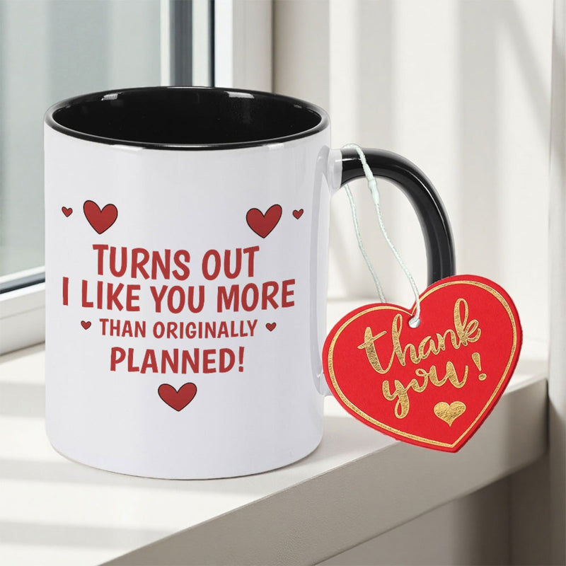 Tailorly Black Accent 11 oz Mug - Husband， Wife， Couple， Valentine gift text