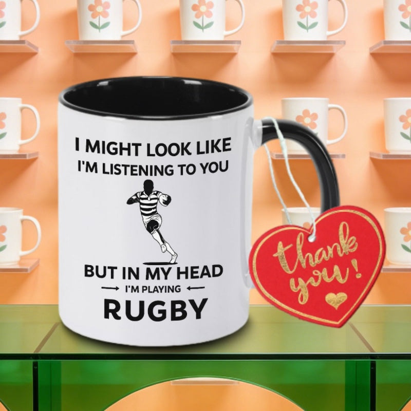Tailorly Black Accent 11 oz Mug - i might im listening but in logo