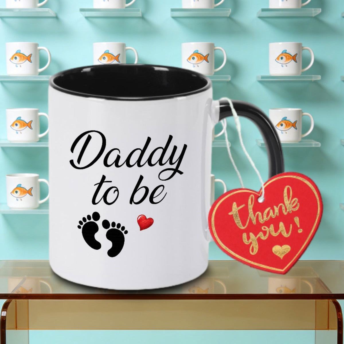 Tailorly Black Accent 11 oz Mug - footprints and hearts logo