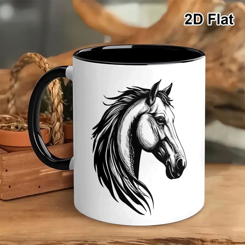 Tailorly Black Accent 11 oz Mug - horse head graphic