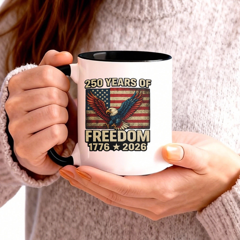 Tailorly Black Accent 11 oz Mug - flag 1776 2026 anniversary