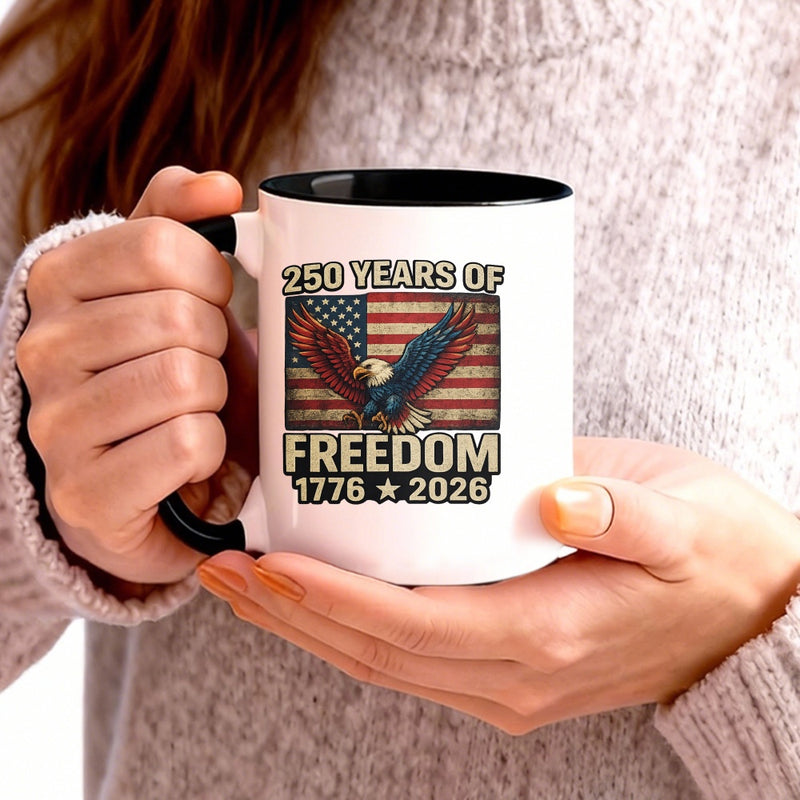 Tailorly Black Accent 11 oz Mug - flag 1776 2026 anniversary