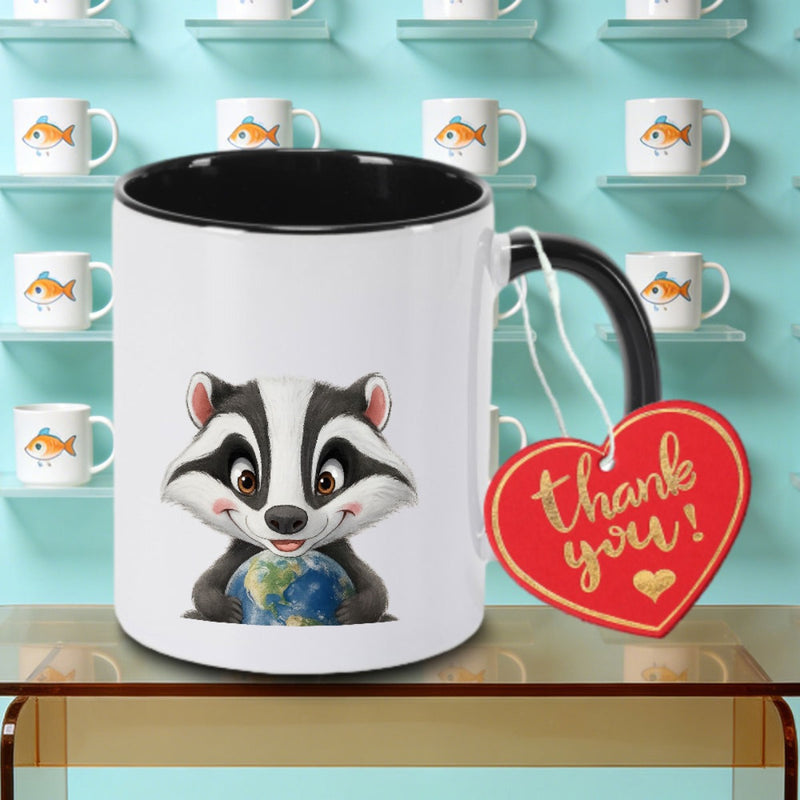 Tailorly Black Accent 11 oz Mug - Badger illustration