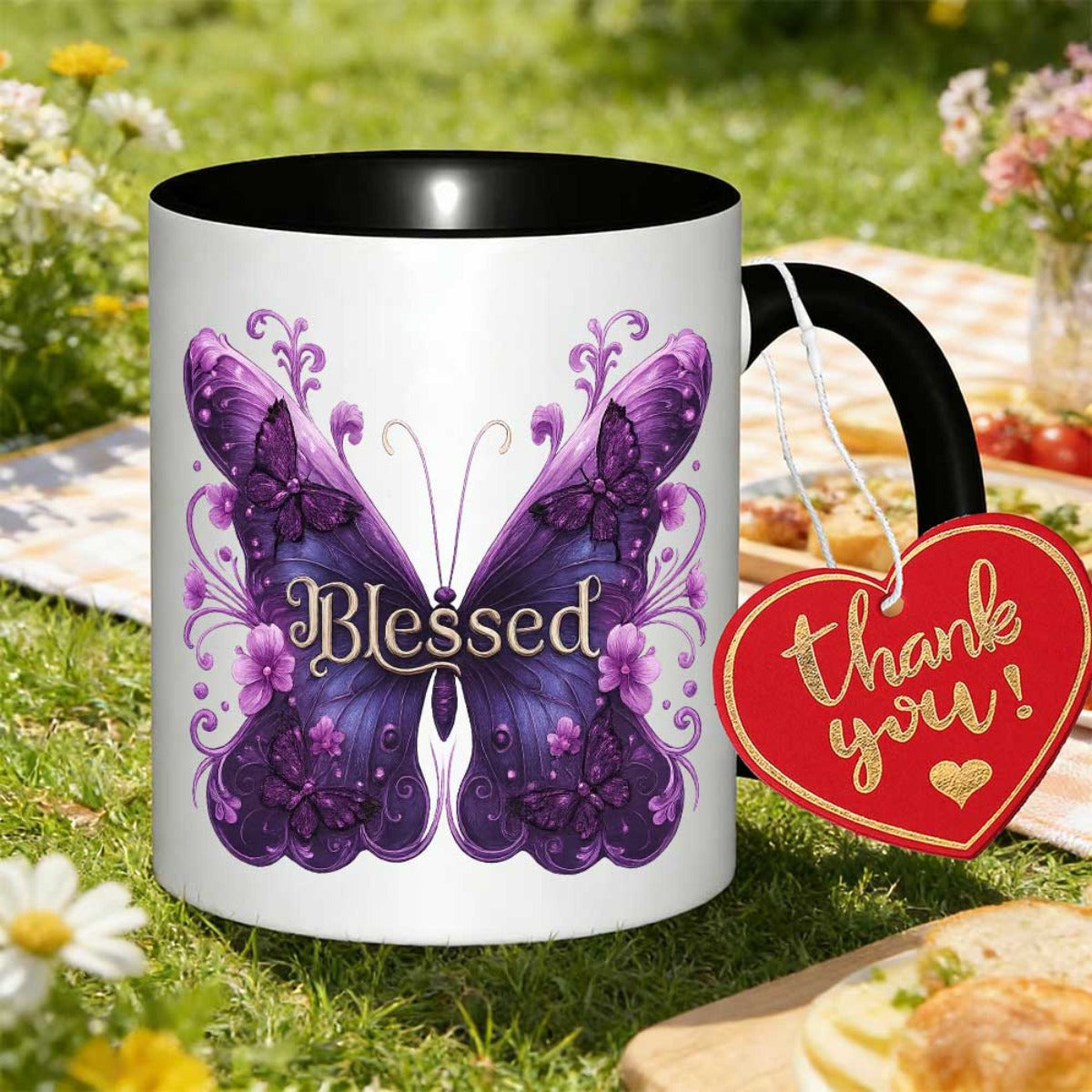 Tailorly Black Accent 11 oz Mug - purple cultural design
