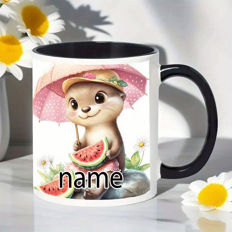 Tailorly Black Accent 11 oz Mug - adorable otter design