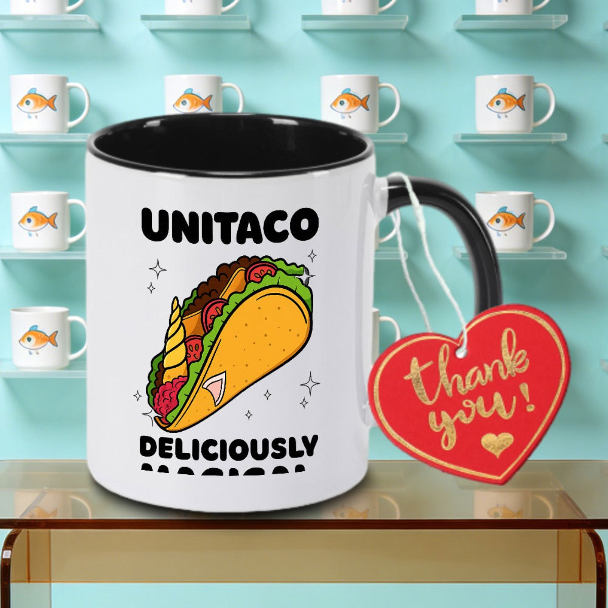 Tailorly Black Accent 11 oz Mug - Taco Lover Magical Text Logo
