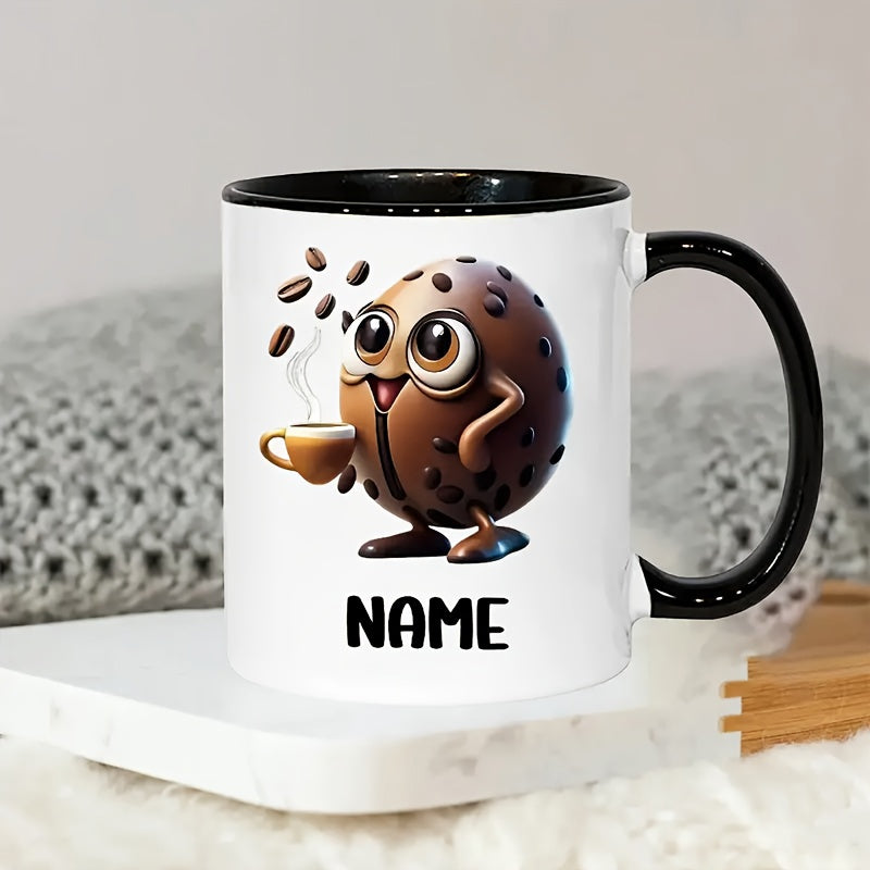 Tailorly Black Accent 11 oz Mug - cute coffee bean pattern