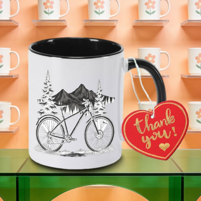 Tailorly Black Accent 11 oz Mug - a single mountain biking logo