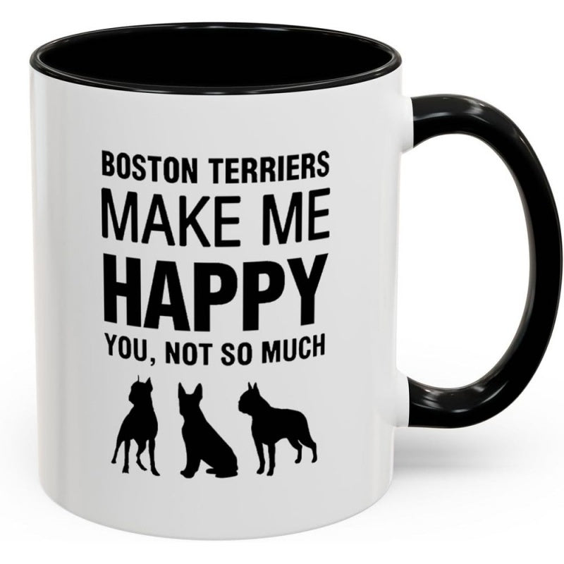 Tailorly Black Accent 11 oz Mug - boston terrier face