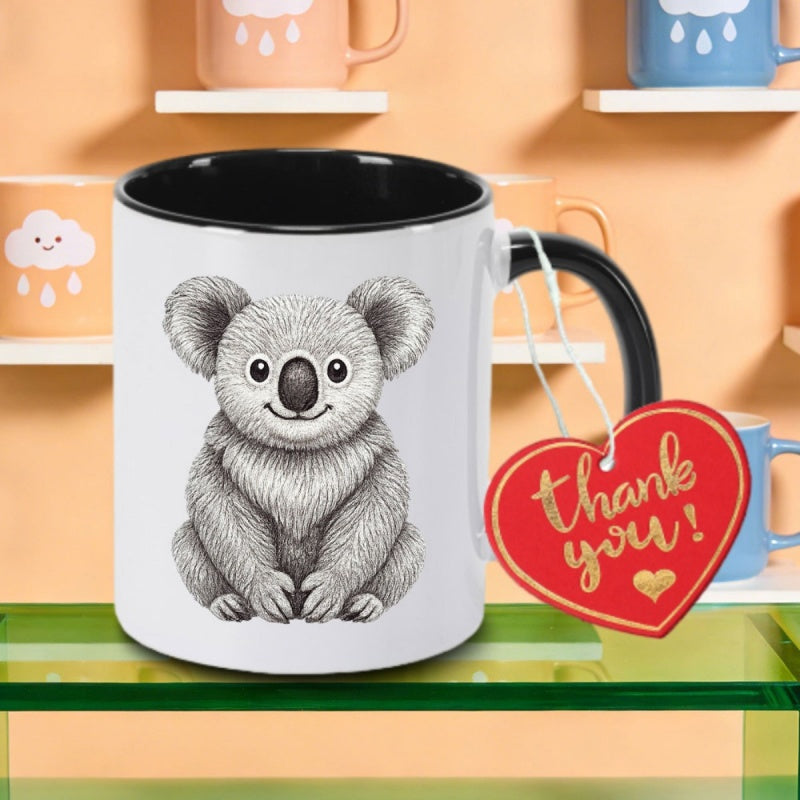 Tailorly Black Accent 11 oz Mug - koala vintage print logo