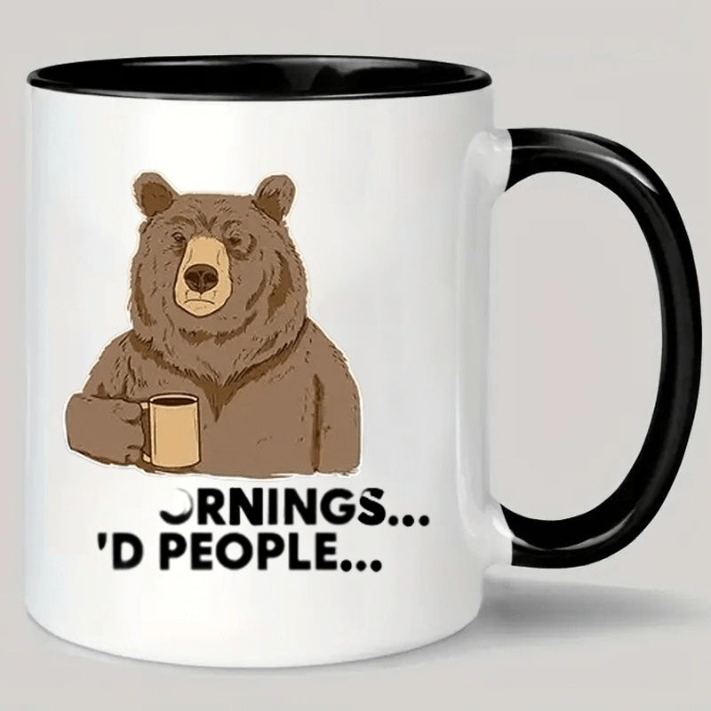 Tailorly Black Accent 11 oz Mug - bear， coffee mug， humorous quote