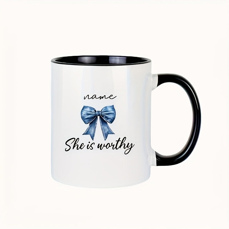 Tailorly Black Accent 11 oz Mug - she deserves it text