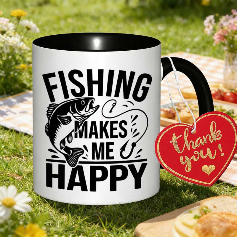 Tailorly Black Accent 11 oz Mug - funny fishing printed