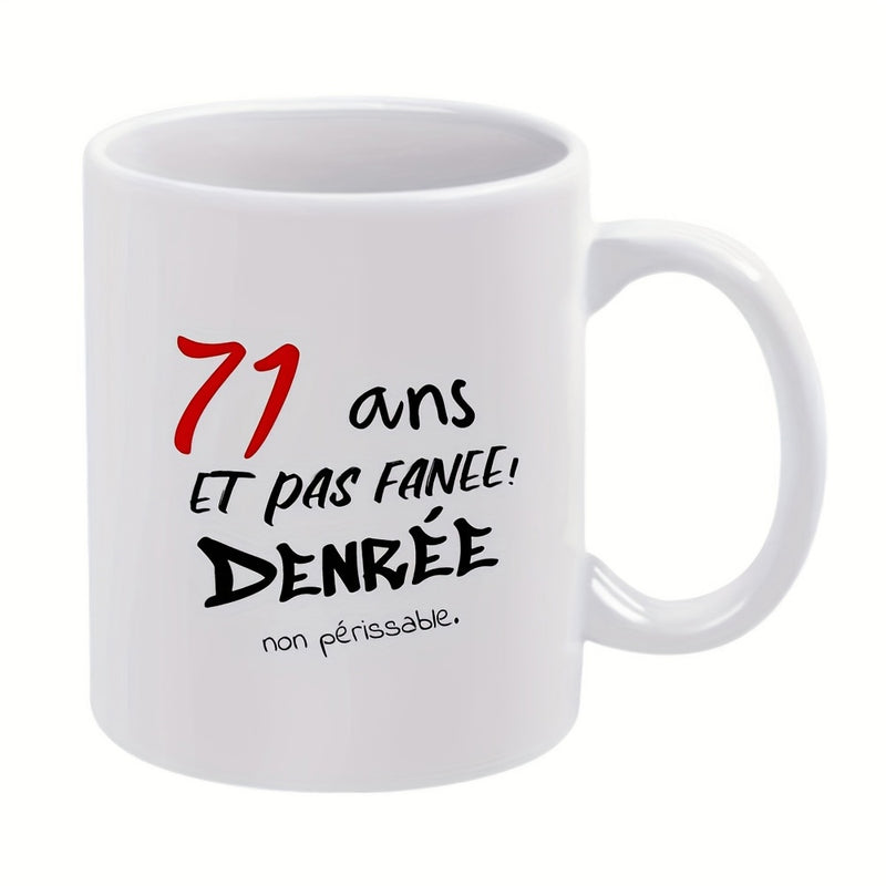 Tailorly White Ceramic 11 oz Mug - Handwritten Text Design With Red And Black Script Style Minimalist Mug