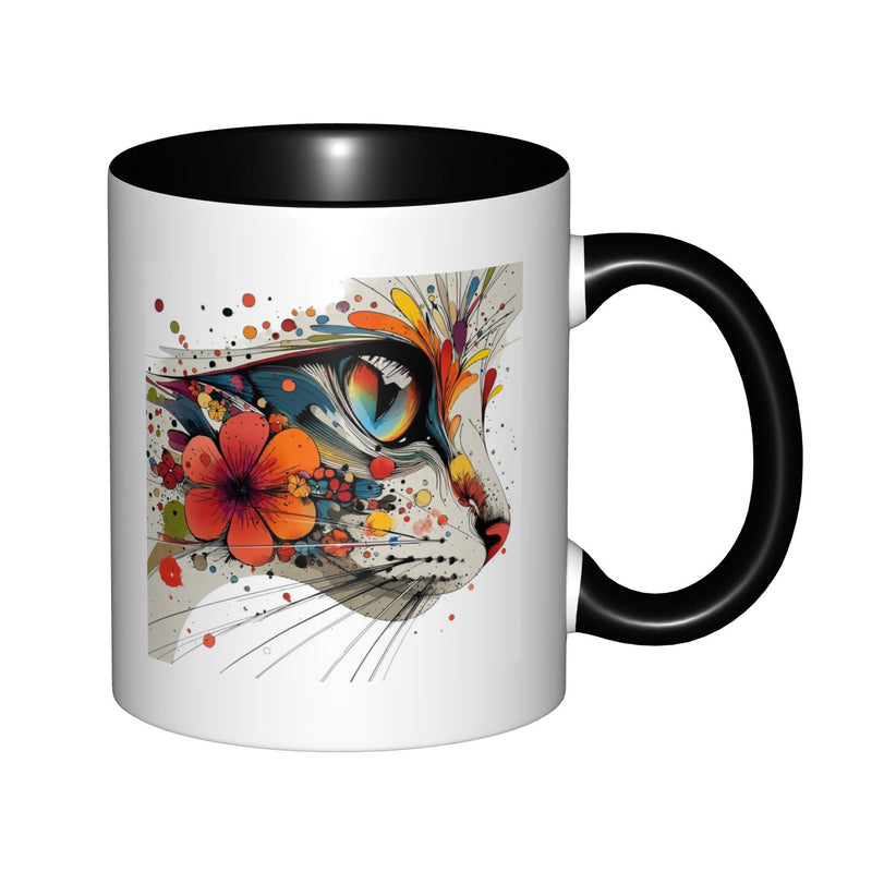 Tailorly Black Accent 11 oz Mug - floral cat eye