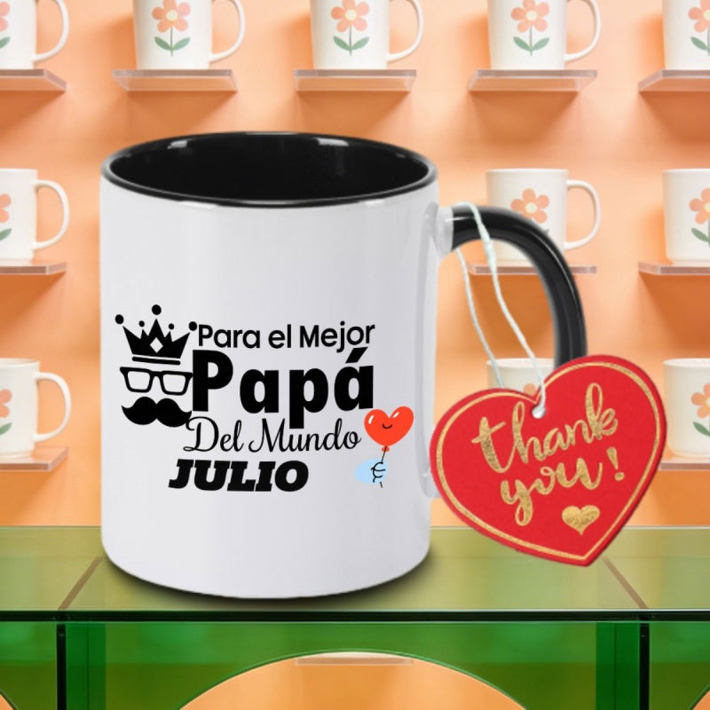 Tailorly Black Accent 11 oz Mug - heart shaped patterns logo