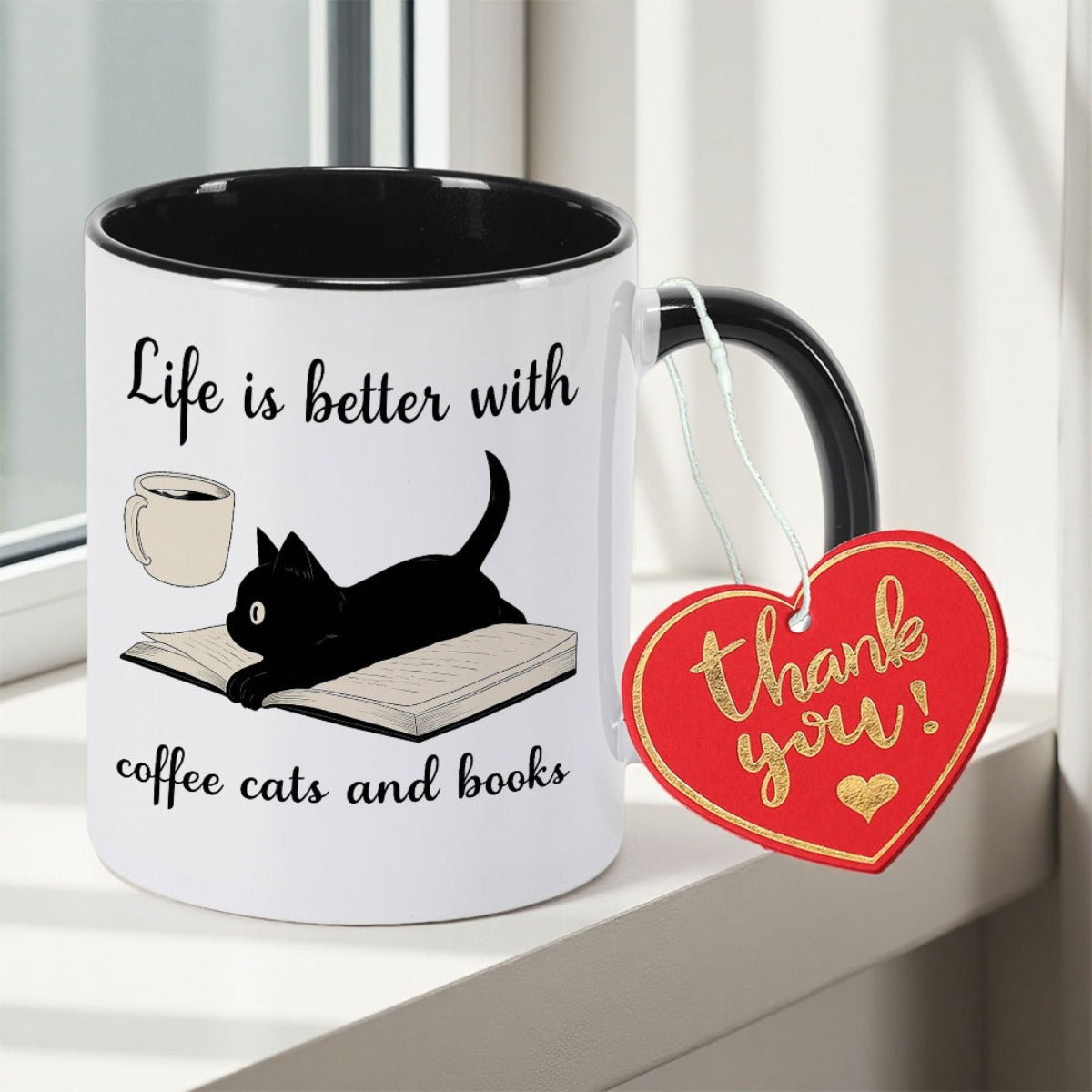 Tailorly Black Accent 11 oz Mug - 1pc of a Double-Sided Printed Coffee Mug Featuring . This Reliable Mug Is a Reusable Tea Cup with Insulated Foam