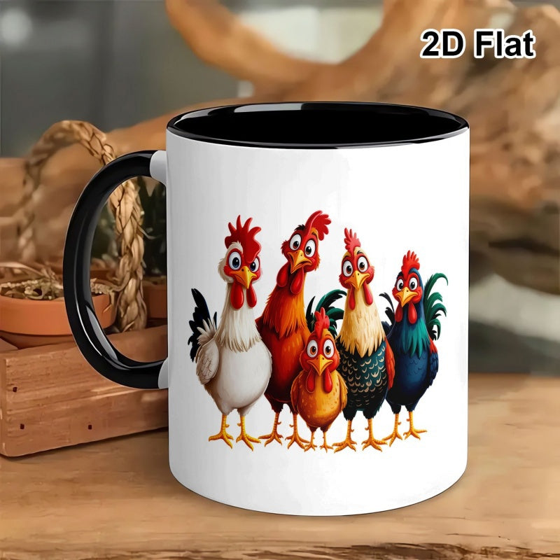Tailorly Black Accent 11 oz Mug - funny cartoon chicken family