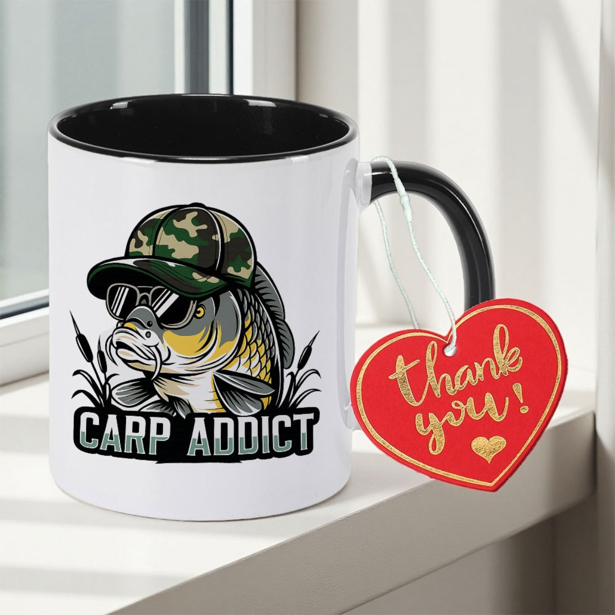 Tailorly Black Accent 11 oz Mug - Carp design