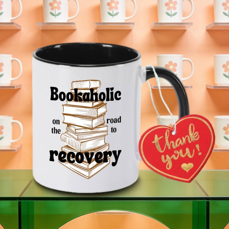 Tailorly Black Accent 11 oz Mug - book pile design logo