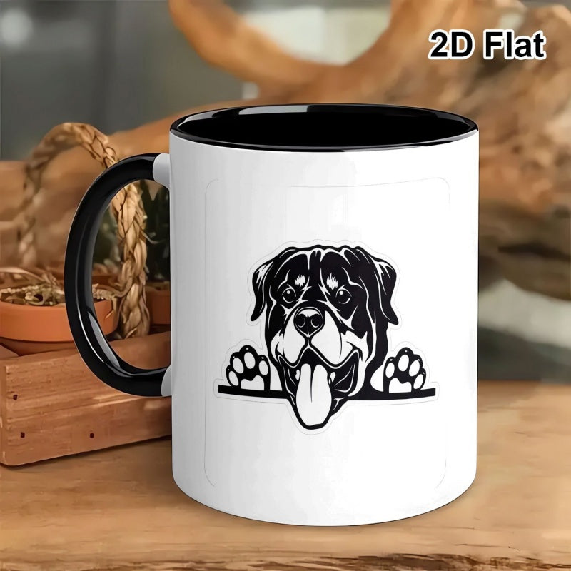 Tailorly Black Accent 11 oz Mug - valentines day gift peeking graphic black white 11oz porcelain cup for coffee tea funny novelty mug for dog lovers