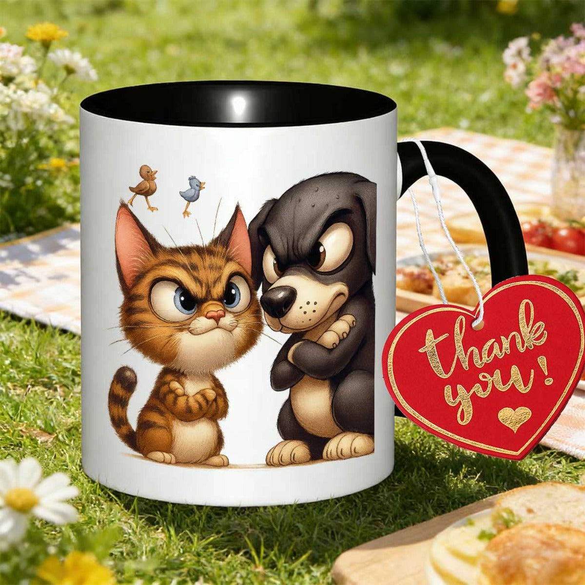 Tailorly Black Accent 11 oz Mug - dogs cartoon