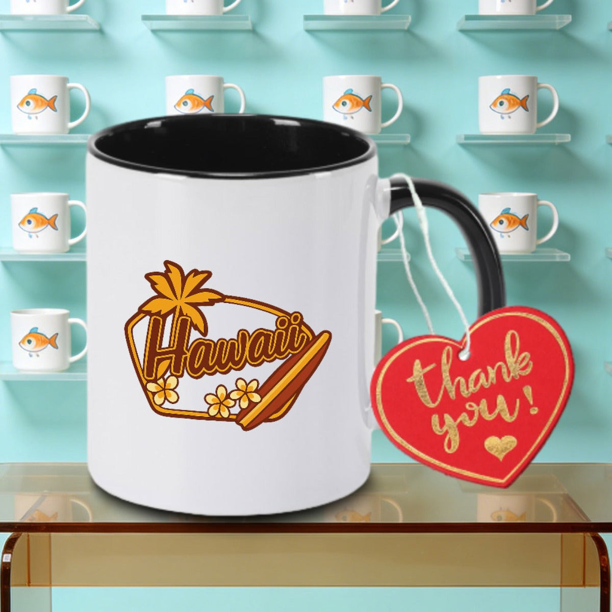 Tailorly Black Accent 11 oz Mug - Hawaii Slideone Print Logo
