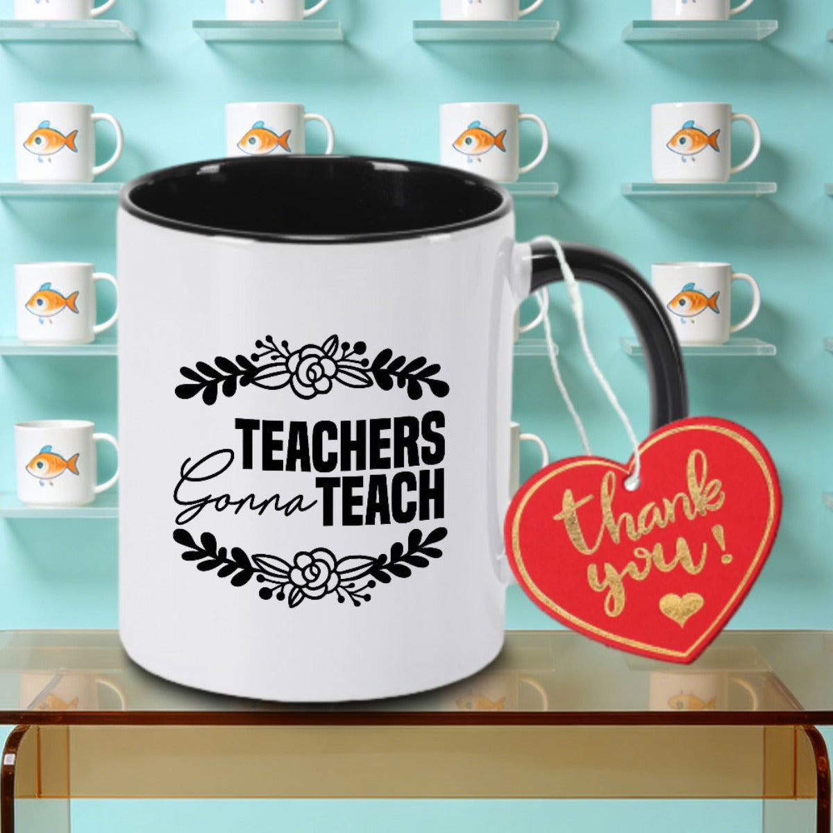 Tailorly Black Accent 11 oz Mug - Floral wreath logo