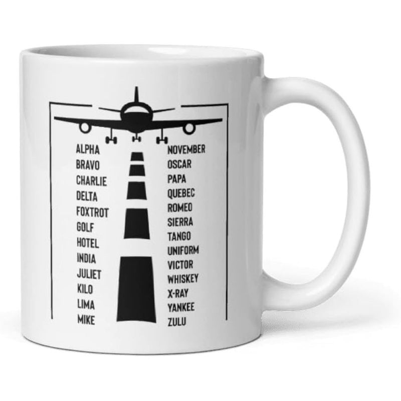 Tailorly White Ceramic 11 oz Mug - Alpha Bravo Charlie Delta Foxtrot Golf Hotel India Juliet Kilo Lima Mike November Oscar Papa Quebec Romeo Sierra Tango Uniform