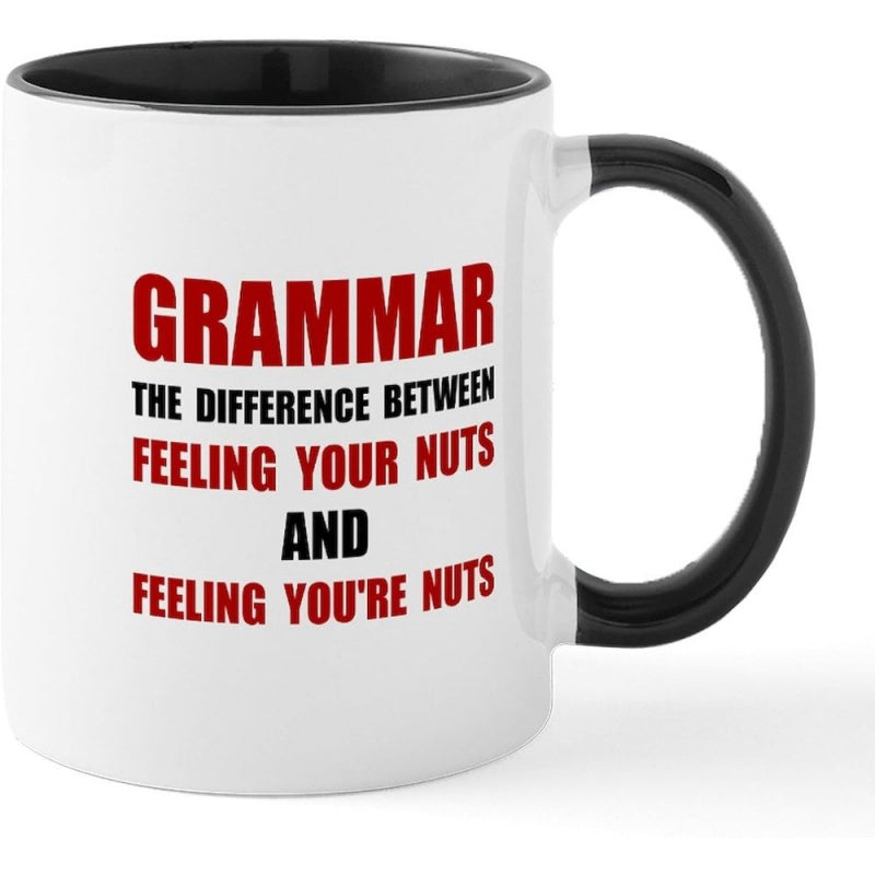 Tailorly Black Accent 11 oz Mug - grammar nuts